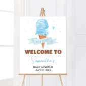 Blue Hier is het Scoop Baby shower Welkom Poster