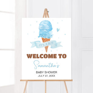Blue Hier is het Scoop Baby shower Welkom Poster