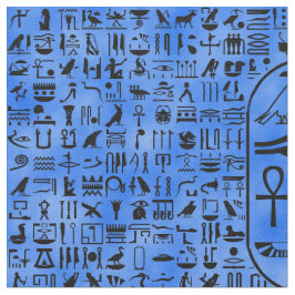 Blue Hieroglyphics Stof