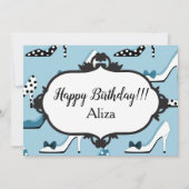 Blue High Heels 40th Birthday Party Kaart (Voorkant)