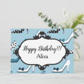 Blue High Heels 40th Birthday Party Kaart (Staand voorkant)