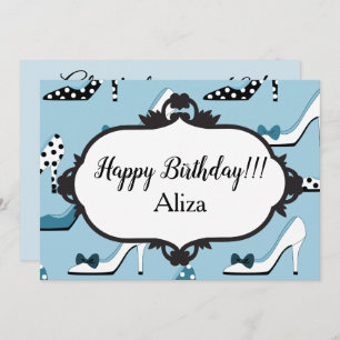 Blue High Heels 40th Birthday Party Kaart