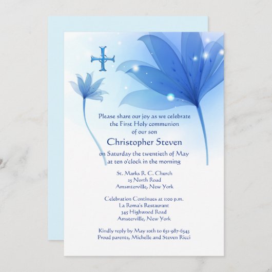 Blue High Invitation Kaart (Voorkant / Achterkant)