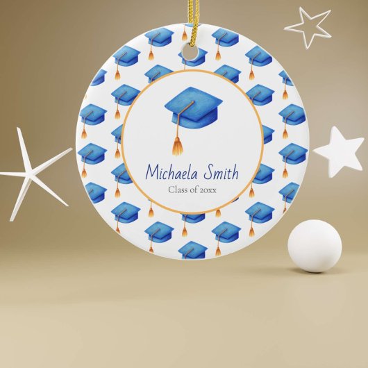 Blue High School Afstuderen Keepomwille Kerstmis Keramisch Ornament