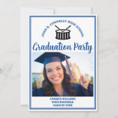 Blue High School Band Foto Afstudeerfeest Kaart (Voorkant)