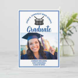 Blue High School Band Foto Afstuderen Aankondiging