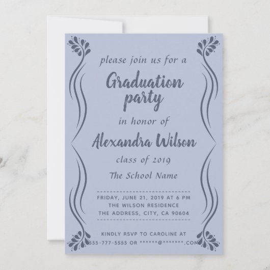 Blue High School Class of 2019 Foto Afstuderen Kaart (Achterkant)