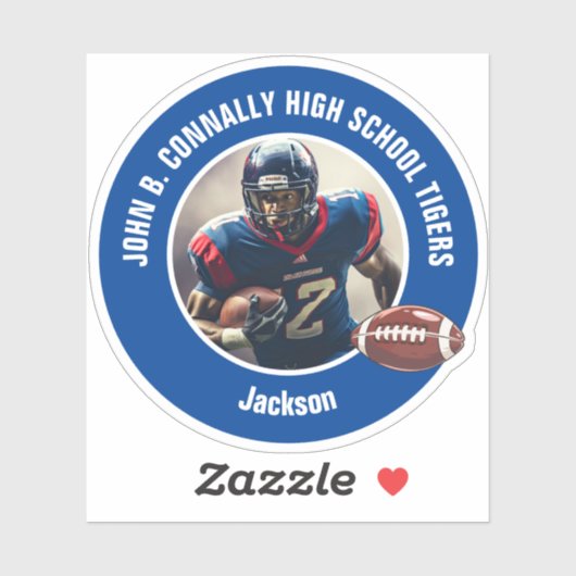 Blue High School Football Player Foto Laptop Sticker (Vel)