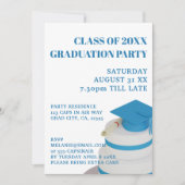 Blue High School klasse van afstuderen uitnodiging (Voorkant)