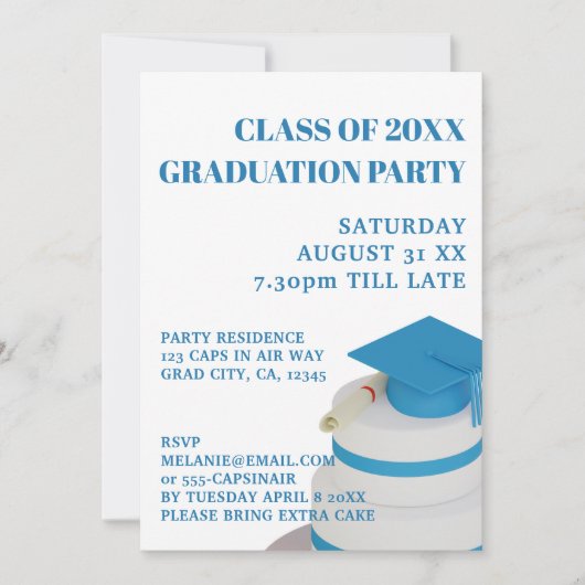Blue High School klasse van afstuderen uitnodiging (Voorkant)