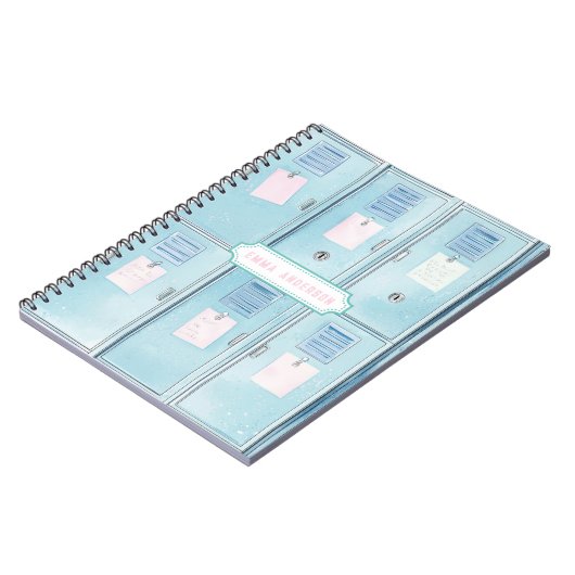 Blue High School Lockers Notitieboek (Linkerzijde)