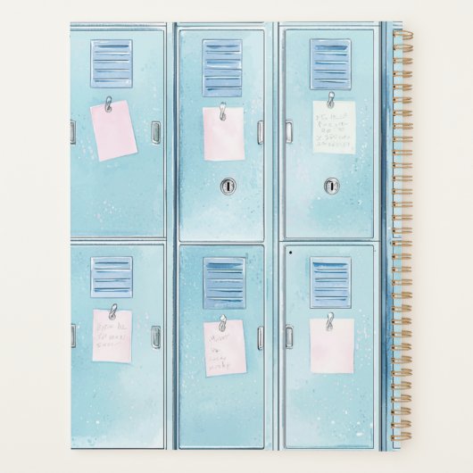 Blue High School Lockers Planner (Achterkant)