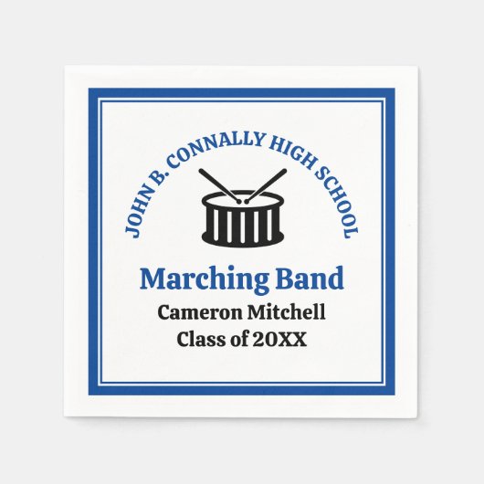 Blue High School Marching Band Afstudeerfeest Servet (Voorkant)