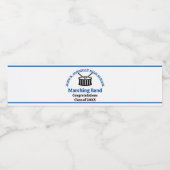 Blue High School Marching Band Afstudeerfeest Waterfles Etiket (Enkel label)