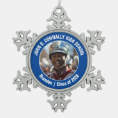 Blue High School Marching Band Fotocadeau Tin Sneeuwvlok Ornament (Voorkant)