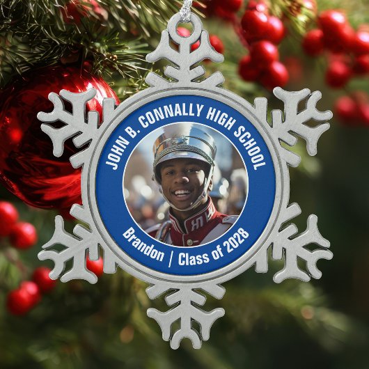 Blue High School Marching Band Fotocadeau Tin Sneeuwvlok Ornament