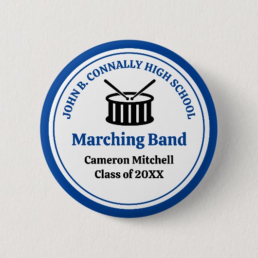 Blue High School Marching Band  Ronde Button 5,7 Cm (Voorkant)