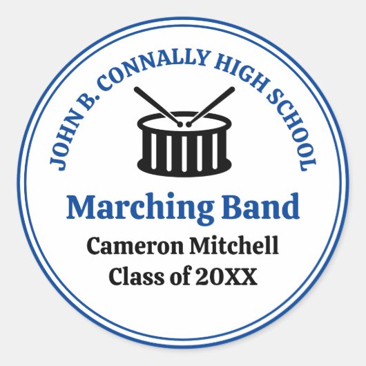 Blue High School Marching Band  Ronde Sticker (Voorkant)