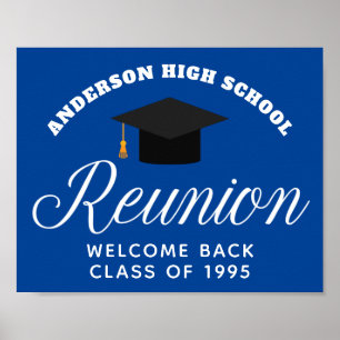 Blue High School Reunion Custom Alumni Welkom Poster