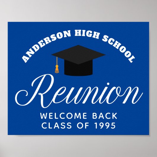 Blue High School Reunion Custom Alumni Welkom Poster (Voorkant)