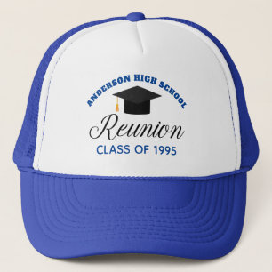 Blue High School Reunion Party Custom Alumni Trucker Pet