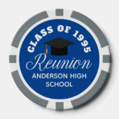 Blue High School Reunion Personalized Party Poker Chips (Voorkant)