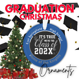 Blue High School Senior Kerstmis Ornament