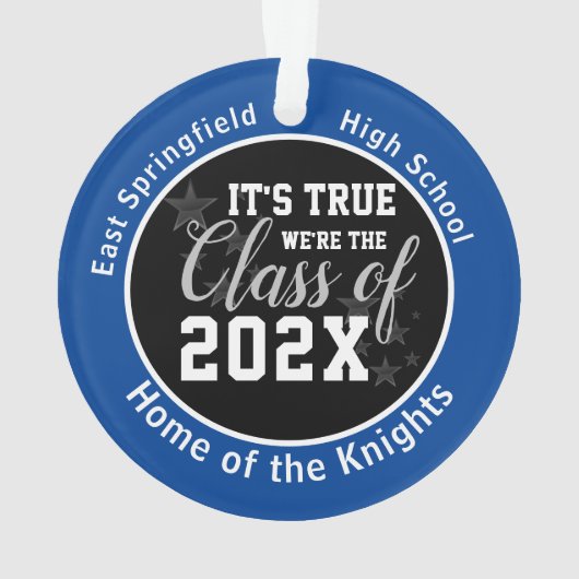 Blue High School Senior Kerstmis Ornament (achterkant)