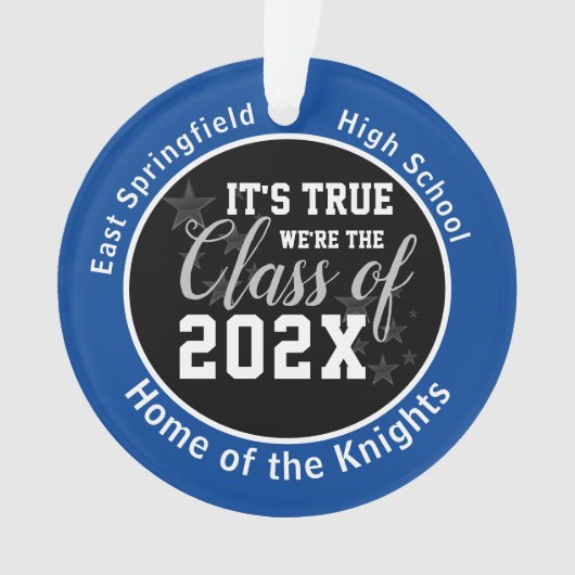 Blue High School Senior Kerstmis Ornament (voorkant)