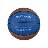 Blue High School Team Player Custom Afstuderen Basketbal (Voorkant)