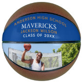 Blue High School Team Player-foto aangepast Basketbal (Voorkant)