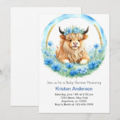 Blue Highland Koe Adventure Boy Baby shower Kaart (Voorkant / Achterkant)