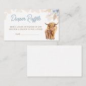 Blue Highland Koe Baby shower Luier Raffle Informatiekaartje (Voorkant / Achterkant)