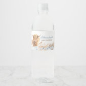 Blue Highland Koe Baby shower Waterfles Etiket (Voorkant)