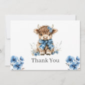 Blue Highland Koe Flat Dank u kaart (Voorkant)