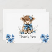 Blue Highland Koe Flat Dank u kaart (Voorkant / Achterkant)