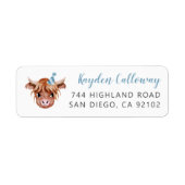Blue Highland Koe Return Address Label (Voorkant)