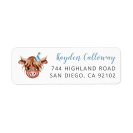 Blue Highland Koe Return Address Label