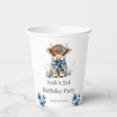 Blue Highland Koe verjaardagsfeestje Papieren Bekers (Achterkant)