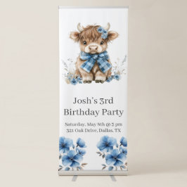 Blue Highland Koe verjaardagsfeestje Roll-up Banner