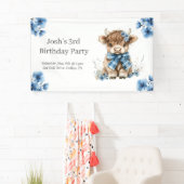 Blue Highland Koe verjaardagsfeestje Spandoek (Insitu)