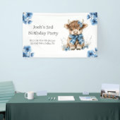 Blue Highland Koe verjaardagsfeestje Spandoek (Beurs)