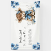 Blue Highland Koe verjaardagsfeestje Spandoek (Verticaal)