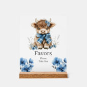 Blue Highland Koe Verjaardagsgunsten teken Acryl Bord (Voorkant)