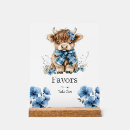 Blue Highland Koe Verjaardagsgunsten teken Acryl Bord