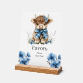 Blue Highland Koe Verjaardagsgunsten teken Acryl Bord (Hoek)