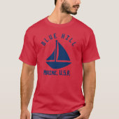 Blue Hill Maine Zeilboot Marine Blue Text Abs T-shirt (Voorkant)