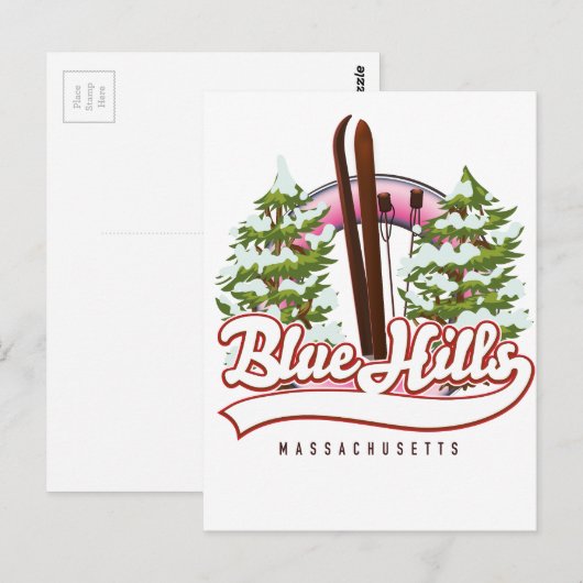 Blue Hills Massachusetts Ski logo Briefkaart (Voorkant / Achterkant)