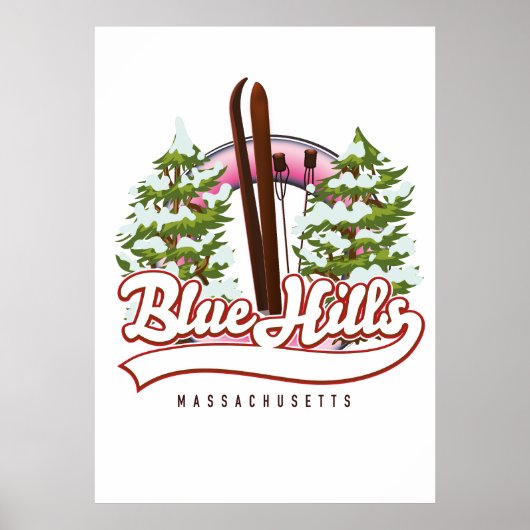 Blue Hills Massachusetts Ski logo Poster (Voorkant)