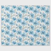 Blue Himalayan Poppy Seamless Floral Cadeaupapier (Vlak)